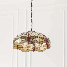 Additional picture of Interiors 1900 Beige Dragonfly Medium Tiffany Ceiling Pendant Light