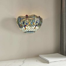 Additional picture of Interiors 1900 Blue Dragonfly Tiffany Wall Light