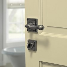 Additional picture of Finesse Derwent Door Handles on Square Rose FD091 Solid Pewter