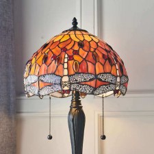 Additional picture of Interiors 1900 Flame Dragonfly Tiffany Table Lamp