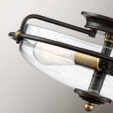 Additional picture of Quoizel Griffin Flush Ceiling Light Palladian Bronze & Seeded Glass