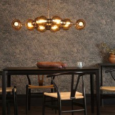 Additional picture of David Hunt Juno 16 Light Chandelier Antique Brass With Amber Glass