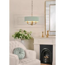 Additional picture of Laura Ashley Sorrento 3 Light Chandelier Antique Brass & Green Shade