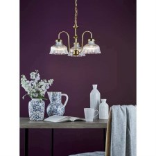 Additional picture of Maude 3 Light Pendant Natural Brass & Ribbed Glass