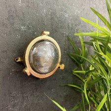 Additional picture of Mini Plain Porthole Round Outdoor Bulkhead Light Raw Brass