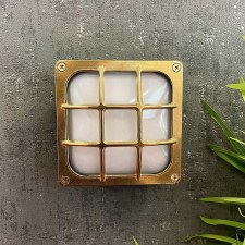 Additional picture of Navigator Square Bulkhead Light Raw Brass