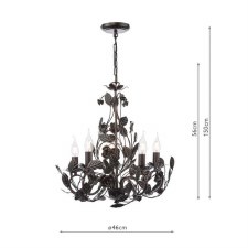 Additional picture of Priscilla 5 Light Pendant Black & Bronze