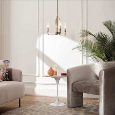 Additional picture of Quintiesse Kimrose 3 Light Chandelier Natural Brass