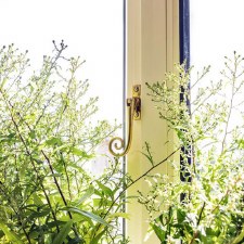 Additional picture of From The Anvil Slim Monkey Tail Espag Window Handle Polished Brass LH