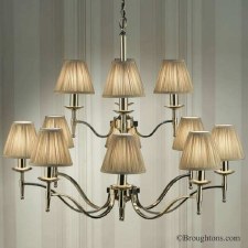 Additional picture of Stanford 12 Arm Chandelier Nickel Beige Shades
