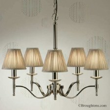 Additional picture of Stanford 5 Arm Chandelier Nickel Beige Shades