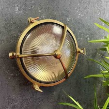 Additional picture of Trident Outdoor Bulkhead Light Raw Brass