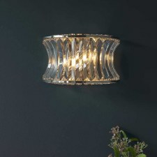 Additional picture of Morden 2 Light Wall Light Bright Nickel & Crystal