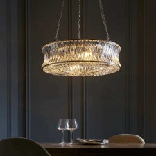 Additional picture of Morden 6 Light Chandelier Bright Nickel & Crystal