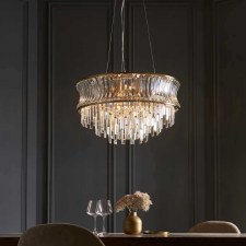 Additional picture of Morden 9 Light Chandelier Brushed Brass & Crystal