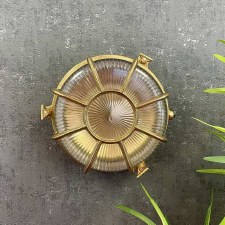 Additional picture of Extra Large Radial Porthole Bulkhead Light Raw Brass