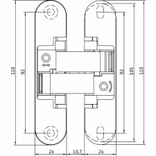 Additional picture of Anselmi Concealed Hinge AN170 Satin Chrome