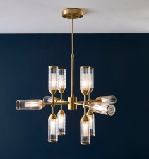 Additional picture of Corscombe 12 Light Ribbed Pendant Satin Brass