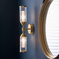 Additional picture of Corscombe 2 Light Ribbed Wall Light Satin Brass