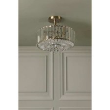 Additional picture of Laura Ashley Fernhurst 3 Light Semi Flush Ceiling Antique Brass