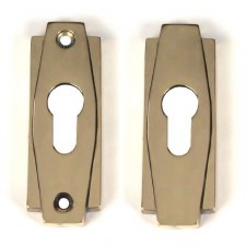 Additional picture of From The Anvil Art Deco Euro Escutcheon Set Aged Brass