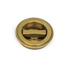 Additional picture of From The Anvil Flush Round Bathroom Pull Art Deco 60mm Aged Brass