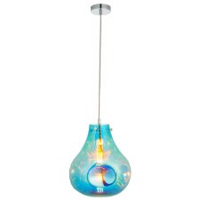 Additional picture of Ashmore Large Glass Pendant Metallic Petrol