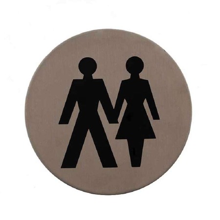 Unisex Toilet Door Sign Satin Stainless Steel