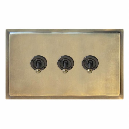 Mode Dolly Switch 3 Gang Antique Satin Brass