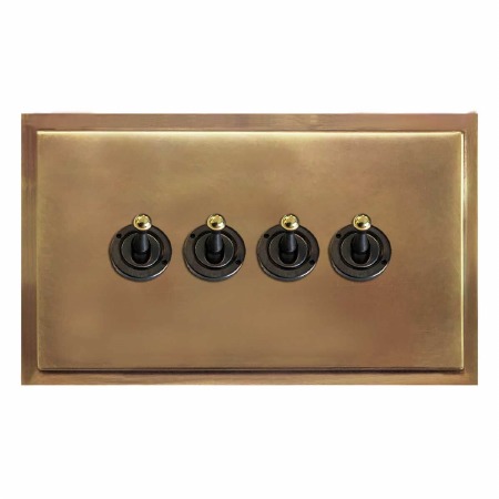 Mode Dolly Switch 4 Gang Hand Aged Brass