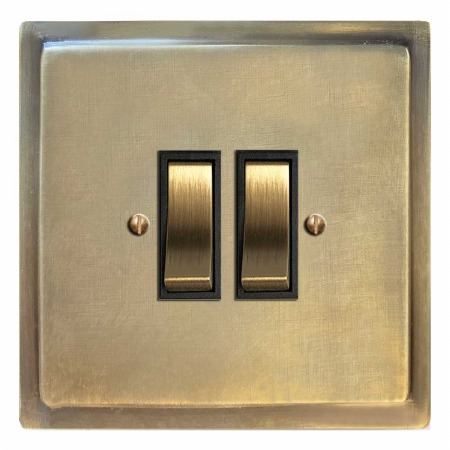 Mode Rocker Light Switch 2 Gang Antique Satin Brass