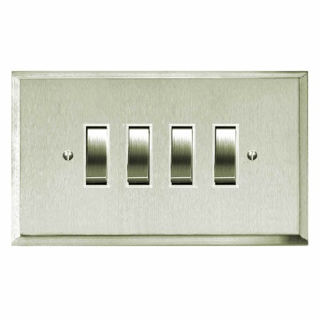 Mode Rocker Light Switch 4 Gang Satin Nickel
