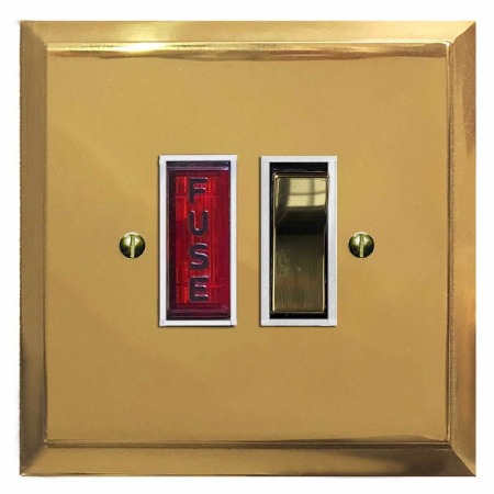 Mode Switched Fused Spur Illuminated Polished Brass Lacquered & White Trim