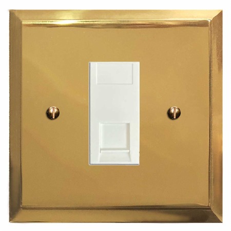 Mode Telephone Socket Secondary Polished Brass Lacquered & White Trim