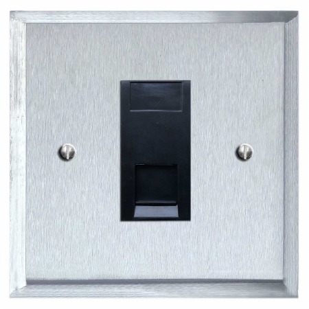 Mode Telephone Socket Secondary Satin Chrome & Black Trim