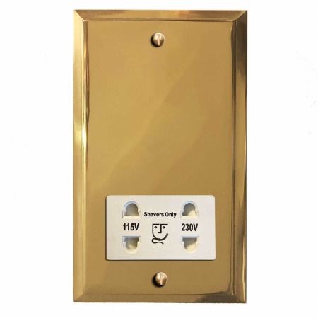 Mode Shaver Socket Polished Brass Lacquered & White Trim
