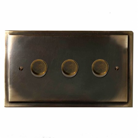 Mode Dimmer Switch 3 Gang Dark Antique Relief