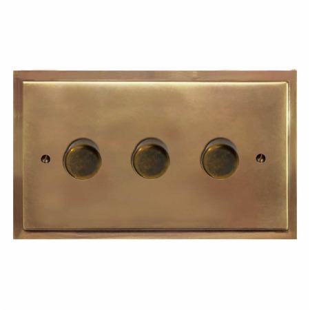 Mode Dimmer Switch 3 Gang Hand Aged Brass