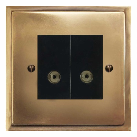 Mode TV Socket Outlet 2 Gang Hand Aged Brass