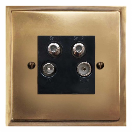 Mode Quadplex TV Socket Hand Aged Brass