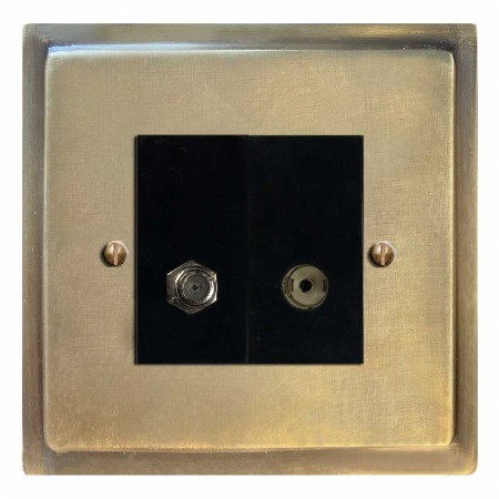 Mode Satellite & TV Socket Outlet Antique Satin Brass