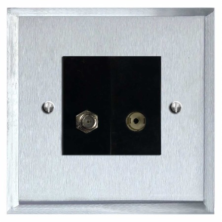 Mode Satellite & TV Socket Outlet Satin Chrome & Black Trim