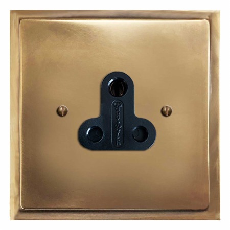 Mode Lighting Socket Round Pin 5A Hand Aged Brass