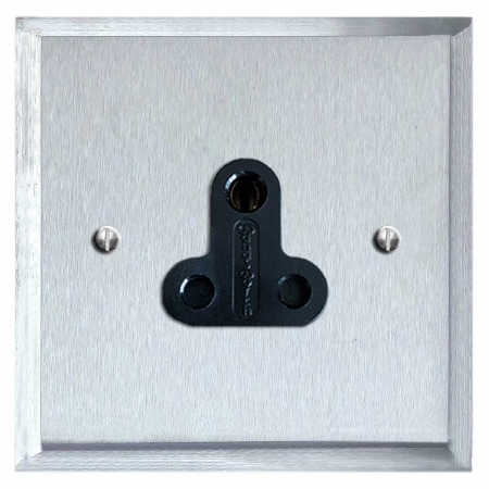 Mode Lighting Socket Round Pin 5A Satin Chrome & Black Trim