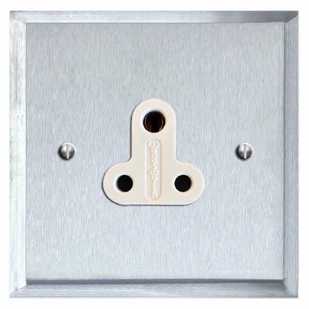 Mode Lighting Socket Round Pin 5A Satin Chrome & White Trim