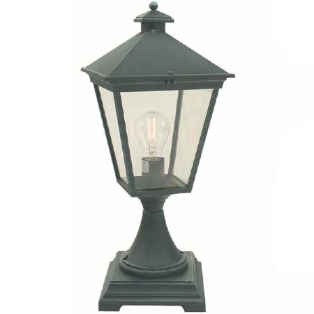 Elstead Turin Pedestal Lantern Light Verdigris