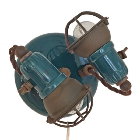 Ferroluce Twin Industrial Spotlight Verde
