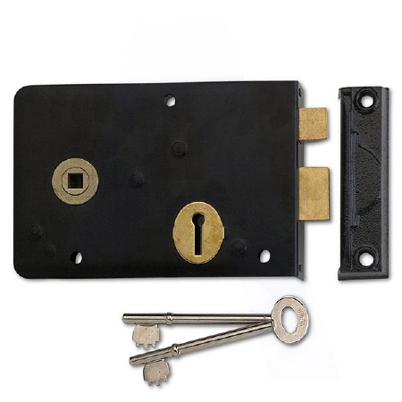 Union Rim Lock Black 6" x 4" Left Hand