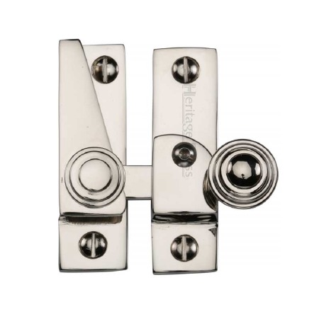 Heritage Hook Plate Sash Fastener Lockable V1104 Polished Nickel