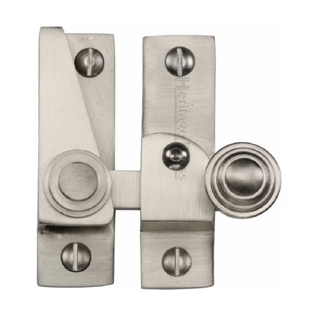 Heritage Hook Plate Sash Fastener Lockable V1104 Satin Nickel
